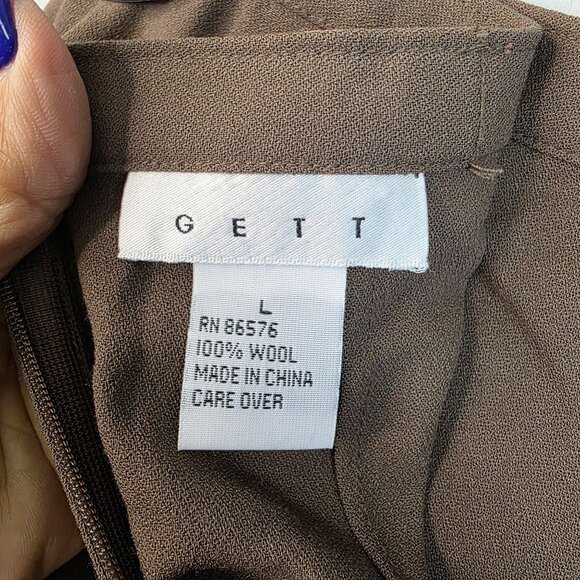 Wool Maxi Skirt Large Brown Split Detail Classic Long Length by Gett New - Picture 2 of 9